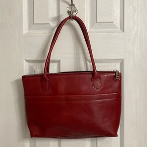Red leather hobo purse